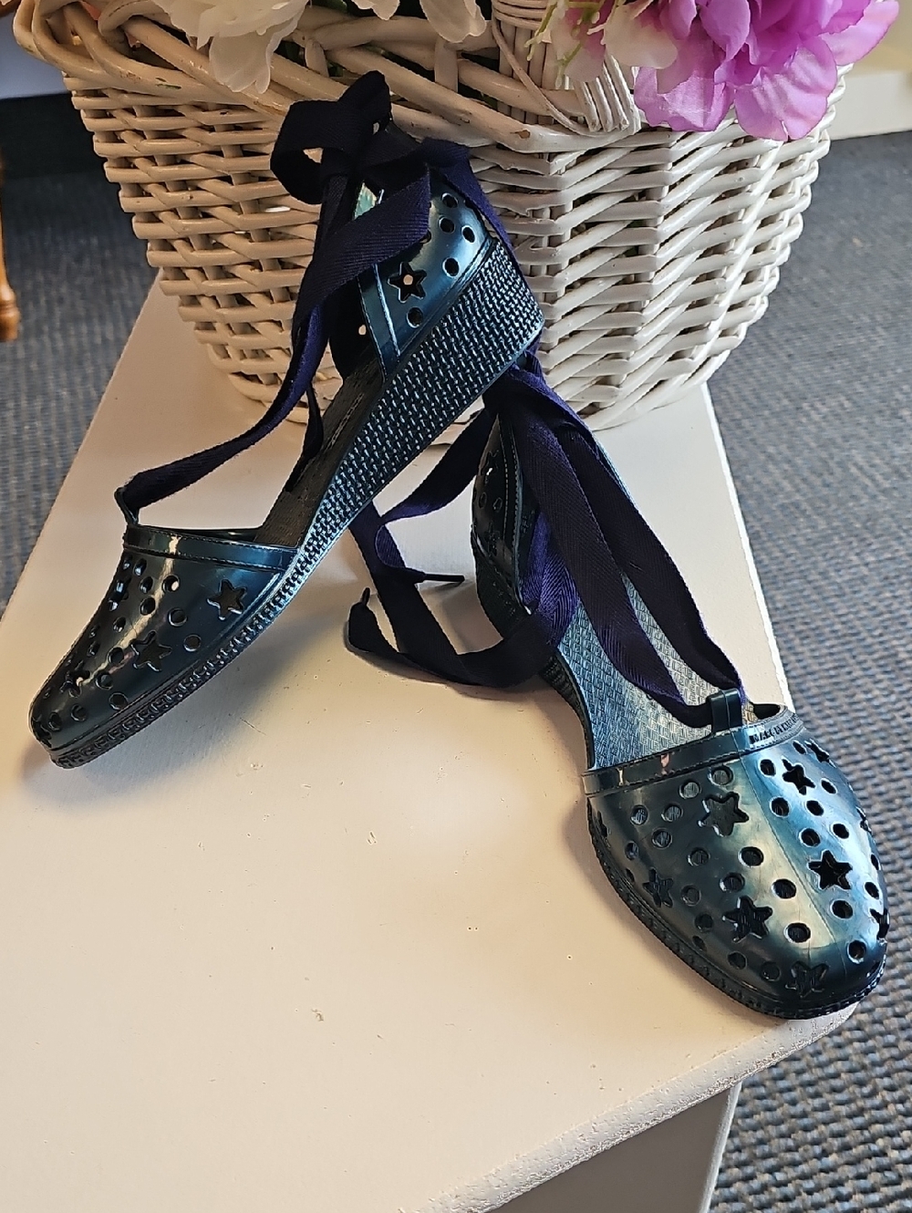 Marc Jacobs Metallic Jelly Navy Star-Cutout Lace-Up